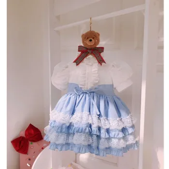 2020summer vaikai suknelės mergaitėms ispanijos Užsakymą VTG Pledas Tutu Mergina Princesė Dress Kūdikių Medvilnės trumparankoviai Nėrinių Suknelė