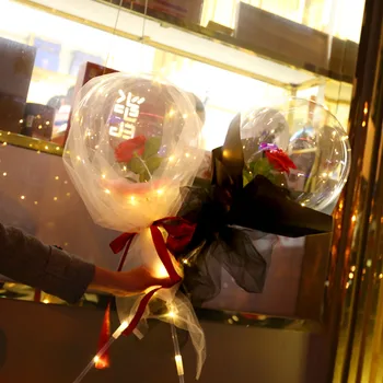 2021 Laimingų Naujųjų Metų Kalėdinė Dekoracija LED Šviesos Balionas Rožių Puokštė Helio Skaidrus Kolbų Vestuvių, Gimtadienio
