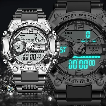 2021 LIGE Vyrus Karinių Žiūrėti 50m atsparumas Vandeniui LED Laikrodį Kvarcinis Laikrodis Sporto Žiūrėti Vyrų Relogios Masculino Žiūrėti Vyrų atsparus smūgiams