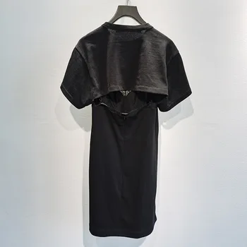 2021 Mados Klasikinis Madingo Prekės ženklo Prabangus Dizainas, Pavasario, Vasaros Nėriniai Susiuvimo Prarasti Vidutinio ilgio (T-shirt, Suknelė Moterims A2