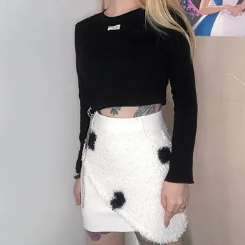 2021 Mados Moterų Sexy Pliušinis Pieno Karvė Modelis Sujungimas Klubo Wrap Pusė Sijonas Puikus Plonas Spausdinti Sijonas Plonas Seksualus Klubo Sijonas
