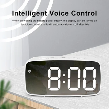 2021 mini LED veidrodis digital watch laikrodis dienos temperatūra namuose miegamasis stalinis elektroninis laikrodis-žadintuvas