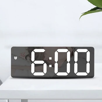 2021 mini LED veidrodis digital watch laikrodis dienos temperatūra namuose miegamasis stalinis elektroninis laikrodis-žadintuvas