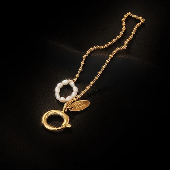 2021 Naujų Natūralių Gėlavandenių Perlų 14K Aukso chromu padengtas Grandinės Nuorodą Apyrankę Aikštėje Grandinės Apyrankės 15.5 cm
