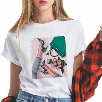 2021 Pavasario Mados Šiuolaikinės Mama Spausdinti Moterų marškinėliai Ulzzang Populiarus Laisvalaikio Viršūnes Streetwear Didelis markės Crewneck Baltos spalvos Marškinėlius
