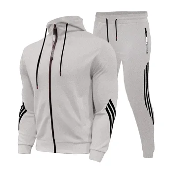 2021 sporto vyrų rudenį naujas vyrų gobtuvu korėjos stiliaus plonas dryžuotas susiuvimo sportinis kostiumas su gobtuvu megztinis kostiumas
