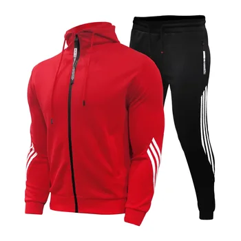 2021 sporto vyrų rudenį naujas vyrų gobtuvu korėjos stiliaus plonas dryžuotas susiuvimo sportinis kostiumas su gobtuvu megztinis kostiumas