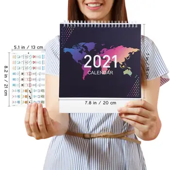 2021 Stalinis Kalendorius 12 Mėnesių Nuolatinis Apversti Kalendorius Paleisti 2021 Kasdienio plano iki 2021 m. visų Metų Kalendorius Spal 2 Lakštai/144pcs Lipdukai