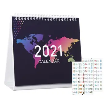2021 Stalinis Kalendorius 12 Mėnesių Nuolatinis Apversti Kalendorius Paleisti 2021 Kasdienio plano iki 2021 m. visų Metų Kalendorius Spal 2 Lakštai/144pcs Lipdukai