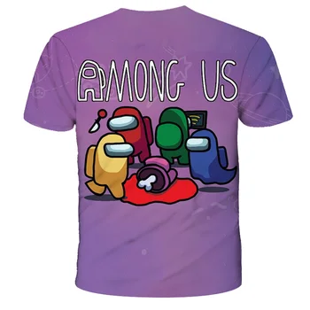 2021 Vaikams, Cartoon t-shirt Naujoviškas Žaidimo Tarp Mūsų marškinėliai Berniukams, Mergaitėms Violetinė Vaikų Drabužių Juokinga Atsitiktinis Viršūnes 4T-14