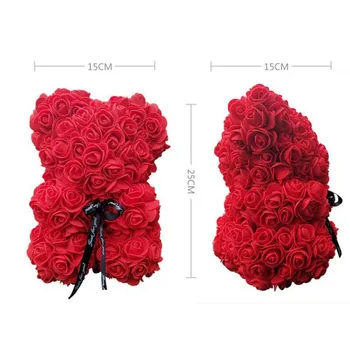25cm Rose Meškiukas PE Rose Turėti Dirbtinių Rožių Dekoracija Lokys Lėlės Valentino Romantiškas Dovanų Dėžutėje