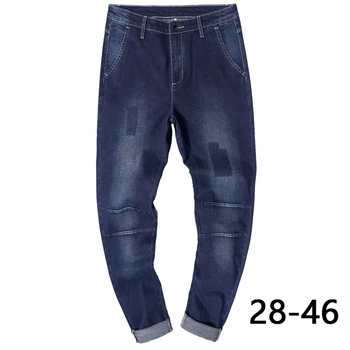 28-46 vyriškos laisvalaikio kelnės dydį, didelis Mados ruožas Vyrų plius dydžio džinsus, kelnes, pieštuko Kelnes Nuosėdos Pagrindinio Streetwear mėlyna