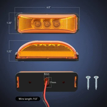 2VNT 24V 3.9 3 Colių LED Sunkvežimių Priekabos Šviesos Priekiniai Galiniai LED Šoniniai Gabaritiniai Žibintai Šalinimo Indikatoriaus Lemputė Vandeniui