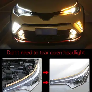 2vnt Automobilio LED Ultra-plonas Šviesos važiavimui Dieną Lankstus, Minkštas Vamzdis Vadovas Automobilį LED Juosta atspari Vandeniui Posūkio Signalo Lemputė
