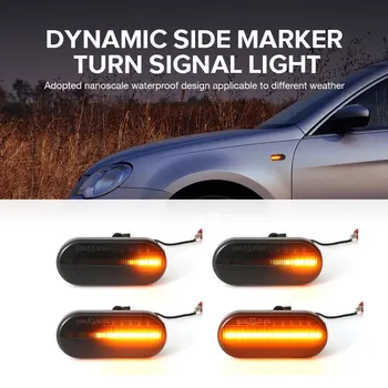 2vnt LED Dinaminis Šoniniai Gabaritiniai Posūkio Signalo Lemputė Eilės Indikatorių Šviesos Automobilių