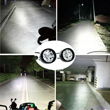 2vnt Motociklo priekinis žibintas Priešrūkinis Tolimosios Šviesos 6 LED Darbo Vietoje Žibintas Priešrūkinis Žibintas Motorolerių Dėmesio Moto Šoniniai Veidrodėliai