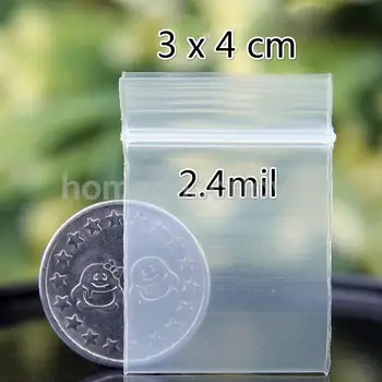 2x 100vnt skaidraus Plastiko Zip Maišelį Plastiko, Poli Baggies Reclosable Mini Papuošalai Saugojimo Krepšys 1.2 'x 1.6' 2.4 mil