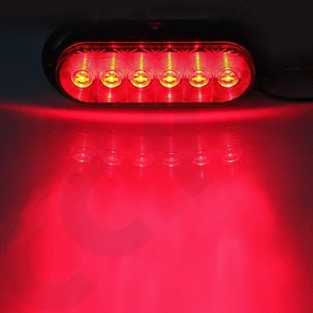 2X Priekabos Sunkvežimių Valtis Raudona 6 LED Flanšas Mount 6inch Ovalo Sustabdyti savo Ruožtu Uodega Stabdžių Žibintai