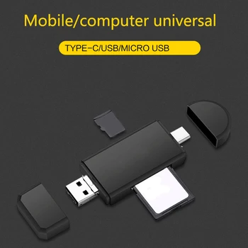 3 In 1 USB 2.0 Tipas-C OTG Kortelių Skaitytuvas Rašytojas Didelės spartos Universalus KOMPIUTERIO, Telefono, Kompiuterio Plėtinio Antraštės