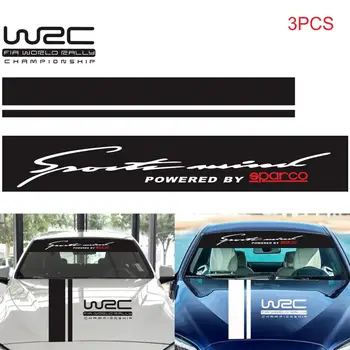 3 VNT Automobilių Vinilo Decal Lenktynių Sporto Decal Galvos WRC Juostele Automobilių Lipdukas Universalios Apdailos Reikmenys