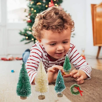 30 Vnt Miniatiūrinių Matinio Kalėdų Eglutės Butelis Teptuku Mini Medžių Plastikiniai Stalo Eglutės papuošimai Kalėdų Kambarys