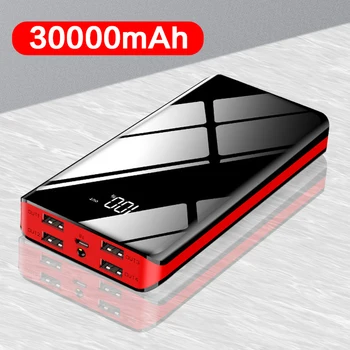 30000mAh Galia Bankas 4 USB Greitai Įkrauti Telefono Bateriją Powerbank už Xiaomi Galia banko 