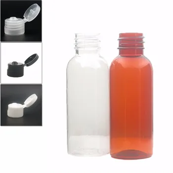 30ml tuščių Plastikinių Butelių, gintaro spalvos/skaidrus PET butelis su juoda/balta/skaidri flip-top cap X 10