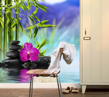 3d didelės freskomis tapetai,Orchidėjų Akmenų Vandens Bambusoideae Gėlės tapetai,TV wall gyvenamasis kambarys sofos, miegamojo sienos 3d freskos