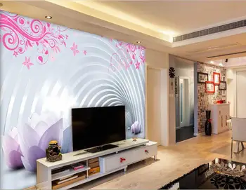 3d kambario tapetai užsakymą freskos neaustinių tapetai, freskos 3d Kosmoso Tunelis lotus dekoravimas, tapyba, 3d ekrano užsklanda 3d sienos