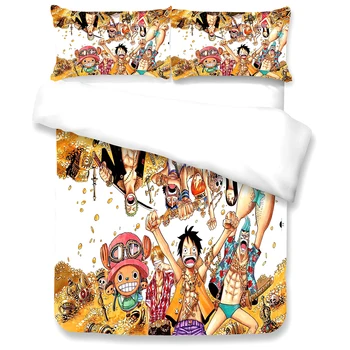 3D One Piece Filmas Japonijoje Anime Žaidimas Vasaros 3pcs Patalynės Komplektas Antklode Padengti Rinkinys su Užvalkalas Vieno Karalienė, Karalius Visu Dydžiu