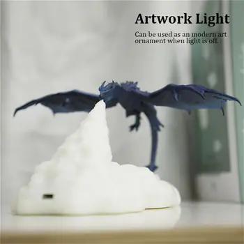 3D Spausdinimo Dragon Formos Nakties Žibintas Įkraunamas USB Įkrovimo Fire & Ice Dragon Kūrybos Naktį Šviesos Namų dekoro Modelis Dovana