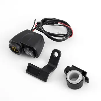 3in1 12V Motociklo USB Įkroviklis Adapteris Voltmeter Termometras už mobilusis telefonas GPS