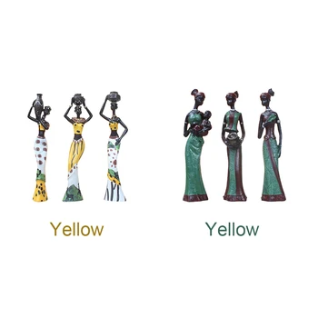 3pcs Moterys Afrikos Skulptūra, Statula, Namų Dekoro Dervos Juodos Figūrėlės Amatų Darbalaukio Meno Kūrinys, Kolekcines, Derliaus Kambarį
