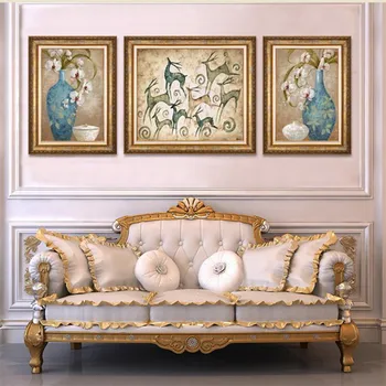 3PCS Šiaurės paprasta kambarį apdailos dažymo sofa fono sienos trigubas kabo paveikslai elnias freskos plakatas didmeninės