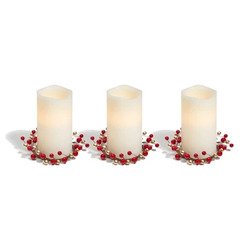 3Pcs Žvakė Žiedai Ramsčių,Raudona ir Aukso, Mažų Vainikai Kalėdų,Kaimiškas Vestuvių Puošmena ar Stalo Apdailos