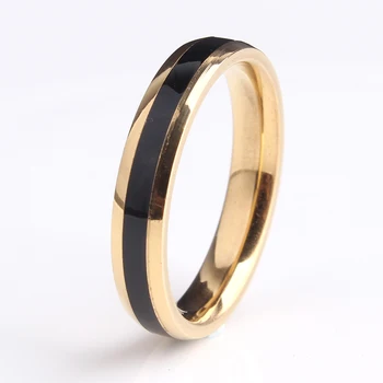 4 mm, aukso spalva, juodos juostos naftos 316L Nerūdijančio Plieno, vestuvių žiedai vyrams, moterims, didmeninė