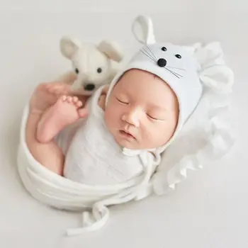 4 Vnt Kūdikių Nuotraukų Fotografavimo Priedai Kūdikių Skrybėlę Pagalvę Wrap Antklodė Nustatyti Naujagimio Fotografijos Rekvizitai