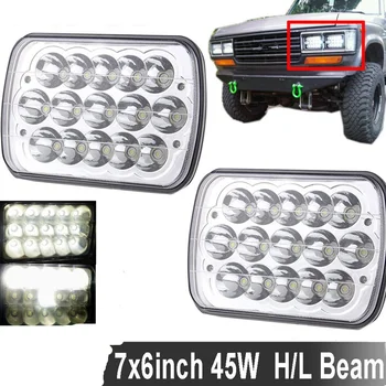45W 7 X 6 Colių LED Žibintai su Aukštos ir Žemos Artimosios Šviesos Projektorius skirtas Jeep Cherokee Sunkvežimiai