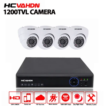 4CH 1080P HDMI DVR 1200TVL 720P HD Dome Patalpų Apsaugos kamerų Sistema 4 Kanalo CCTV DVR Rinkinys, naktinio matymo Kamera Nustatyti 1 TB HDD