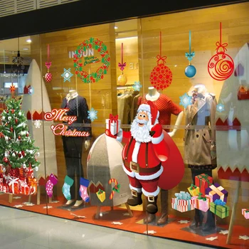 4pcs Linksmų Kalėdų Dekoratyvinis Lango Stiklo Kambario Lipdukas Santa Claus Sienos Lipdukai Kalėdų Dekoracijas Namuose Naujųjų Metų Ornamentais