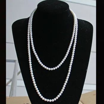 5-6mm natūralių perlų vėrinį 32inch apvalus baltas megztinis grandinės multi originali lemputė dovanų 925 sidabro užsegimas fine JEWELRY