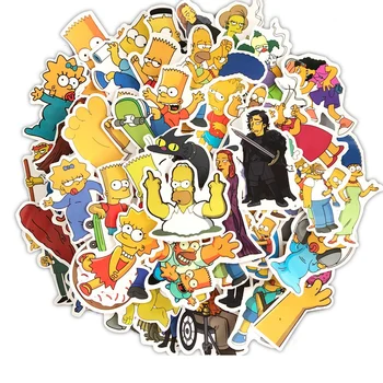 50pcs Juokingas Anime ir Animacinių filmų Simpsonų Lipdukai, Nešiojamas, Lipdukas, Decal, Šaldytuvas Automobilių Riedlentė Grafiti Vandeniui Lipdukas