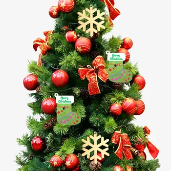 50pcs/set Kalėdinė Dekoracija Mediniai Snaigės Kalėdų Eglutė Elnias Trojos Natūralios Medinės PASIDARYK pats Kalėdų Eglutės Kabantys Papuošalai