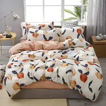50reactive spausdinimo persikų namuose lova nustatyti užvalkalas antklode padengti Patalynės komplektas plokščias lapas patalyne, 3/4pcs karalienė, karalius visiškai twin dydis