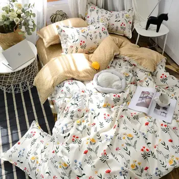 50reactive spausdinimo persikų namuose lova nustatyti užvalkalas antklode padengti Patalynės komplektas plokščias lapas patalyne, 3/4pcs karalienė, karalius visiškai twin dydis