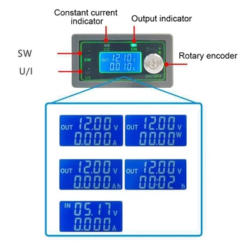 50V 12A 600W Programuojami Žingsnis žemyn Maitinimo Modulis LCD Skaitmeninis Ekranas 203F
