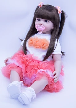 58cm didelio dydžio Silikono Reborn Baby Doll Tikroviška rudos akys Princesė su mini pliušinis žaislas dovana nekilnojamojo Naujagimių Gimtadienio Gif