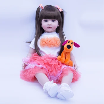 58cm didelio dydžio Silikono Reborn Baby Doll Tikroviška rudos akys Princesė su mini pliušinis žaislas dovana nekilnojamojo Naujagimių Gimtadienio Gif