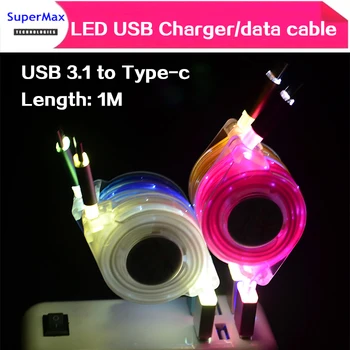 5vnt/daug USB 3.0 Tipas-c Duomenų Eilutė duomenų kabelis, LED Šviesos USB Kabelis Tinka 