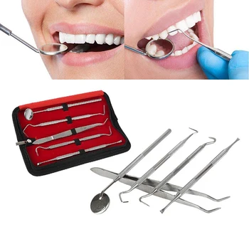 5vnt/Set Professional Nerūdijančio Plieno Dantų Nustatyti, Stomatologas, Dantų Rinkinys Žodžiu Švarų Zondo Pincetu Įrankių Rinkinys